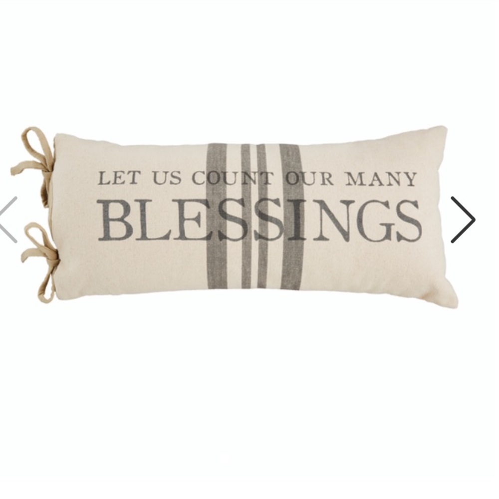 NWOT Mud Pie Let us count our many blessings Cotton Lumbar Throw Pillow
